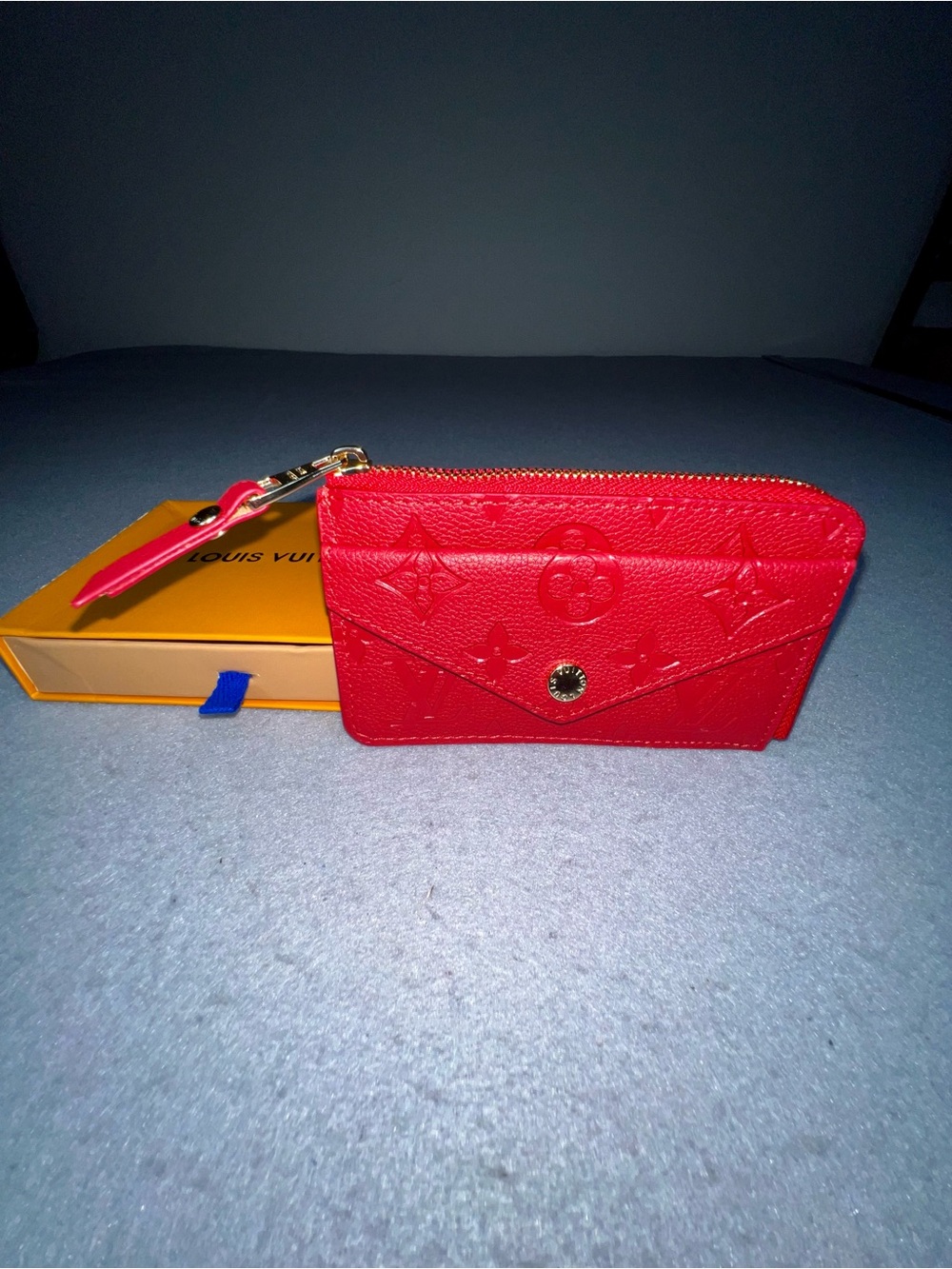 Louis Vuitton Monogram Empreinte Red Wallet Card Holder Box & Dust Bag